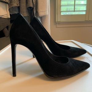 Black suede YSL pumps